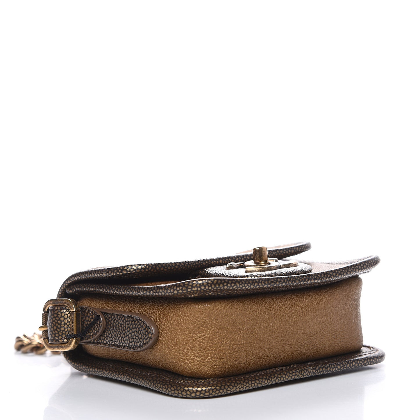 Iridescent Calfskin Back To School Mini Crossbody Flap Dark Gold
