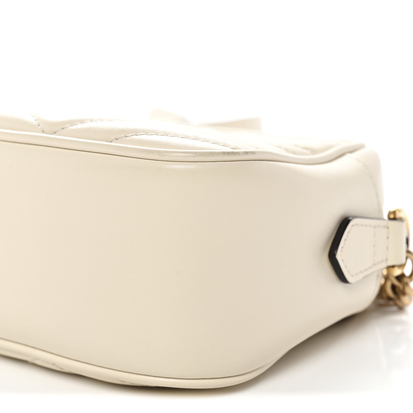 Calfskin Matelasse Small GG Marmont Chain Shoulder Bag White