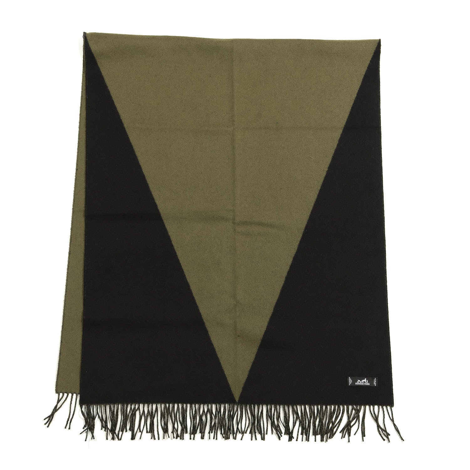 Hermes Cashmere Casaque Diamant Stole Kaki Black 1 of 3