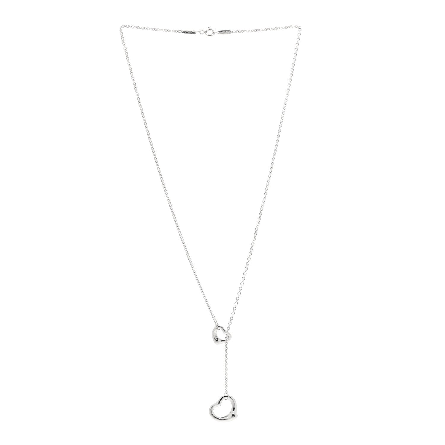 Tiffany Sterling Silver Elsa Peretti Open Heart Lariat Necklace 3 of 6