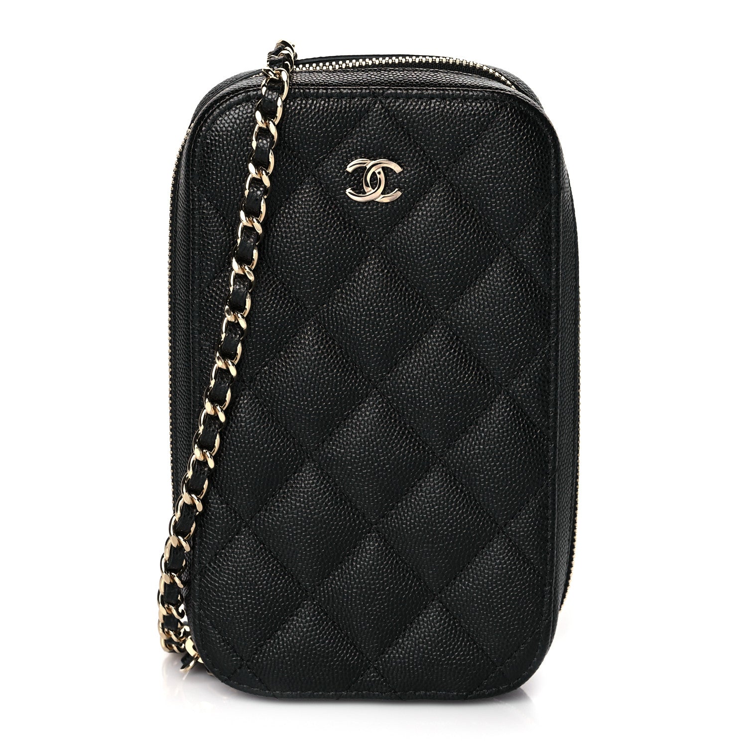 Chanel Caviar Quilted Phone Holder Wallet On Chain WOC Black 1 of 9