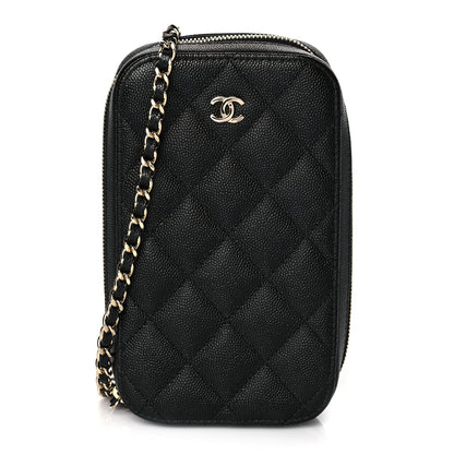 Chanel Caviar Quilted Phone Holder Wallet On Chain WOC Black 1 of 9