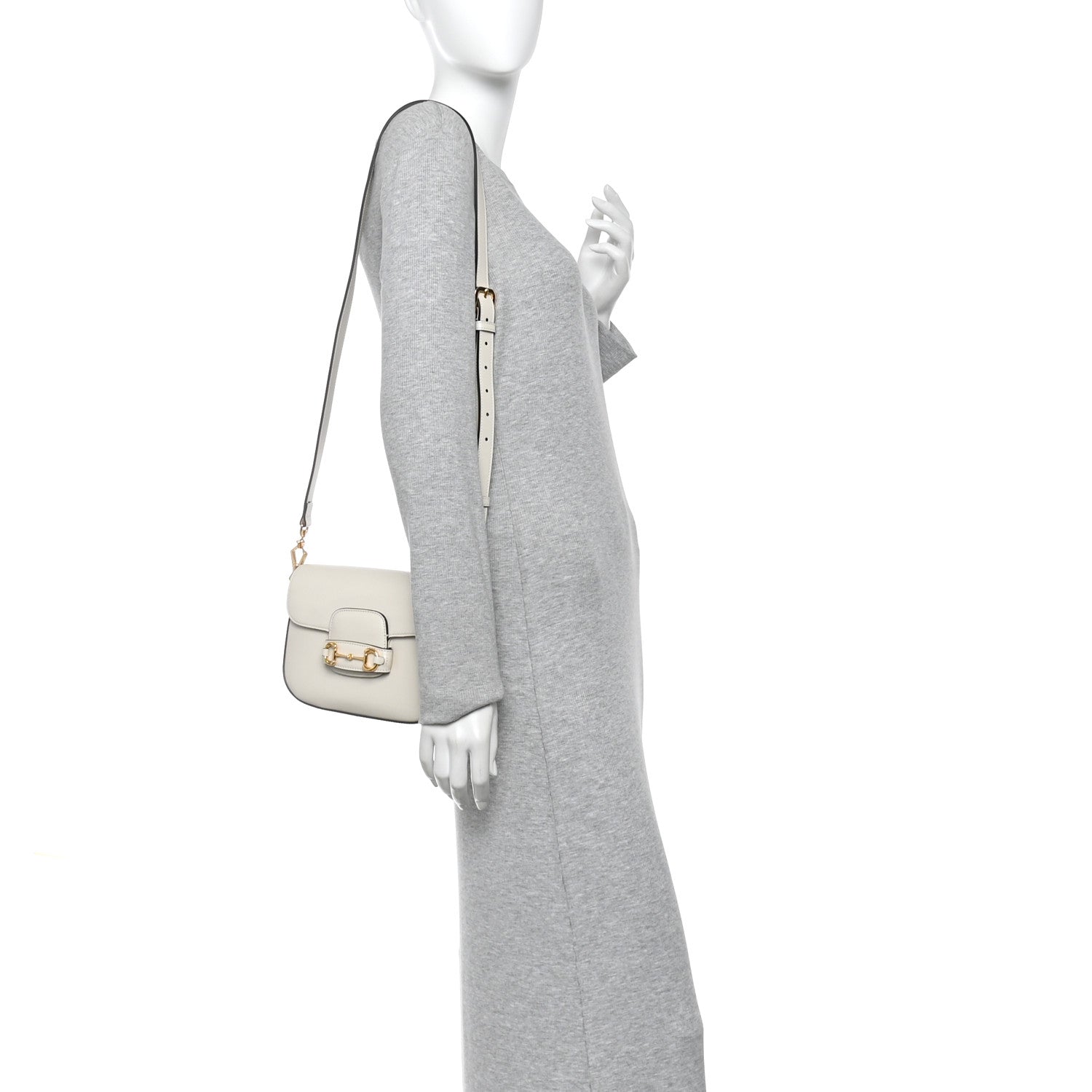 Gucci Azalea Calfskin Web Mini Horsebit 1955 Shoulder Bag Mystic White 2 of 12