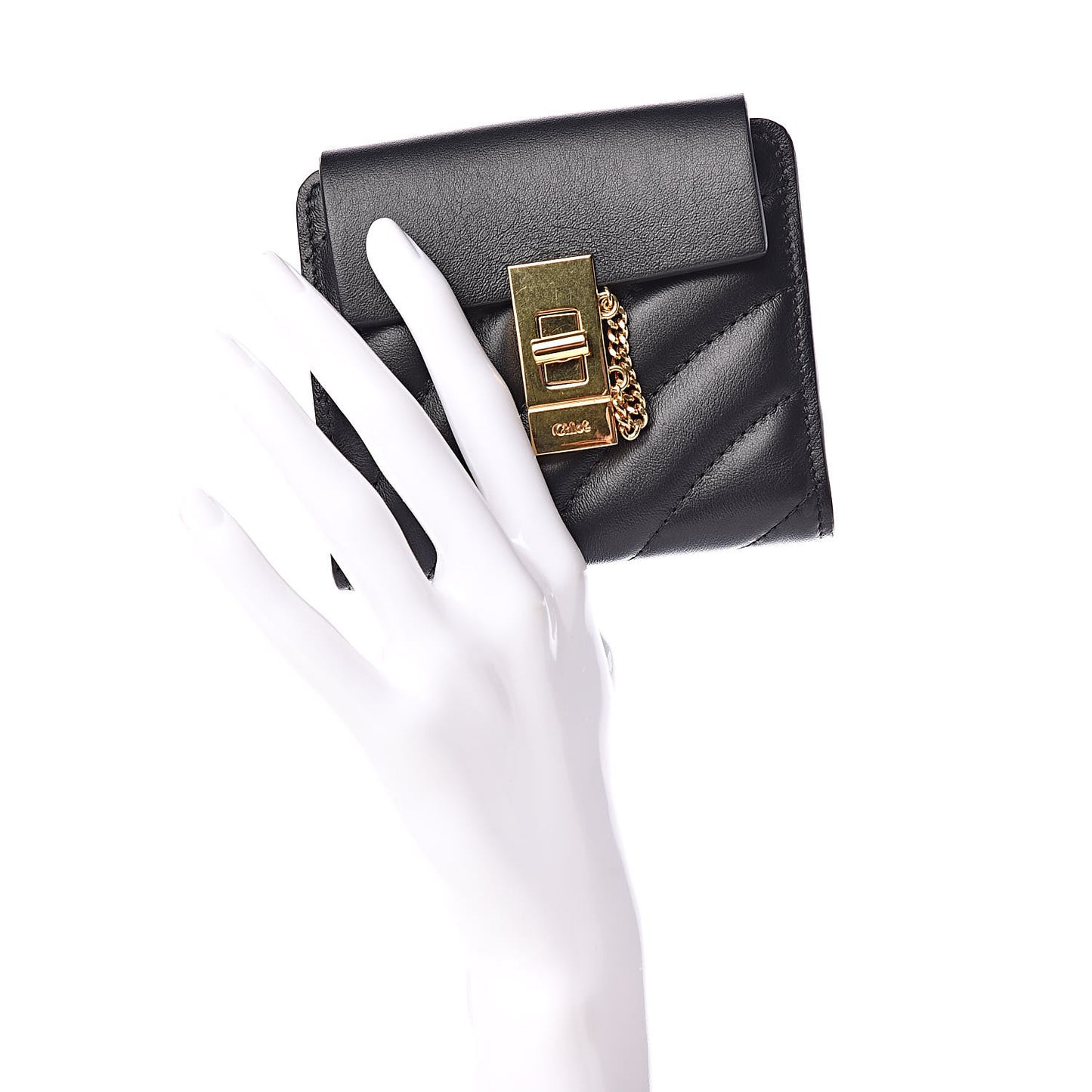 Lambskin Quilted Drew Square Wallet Black