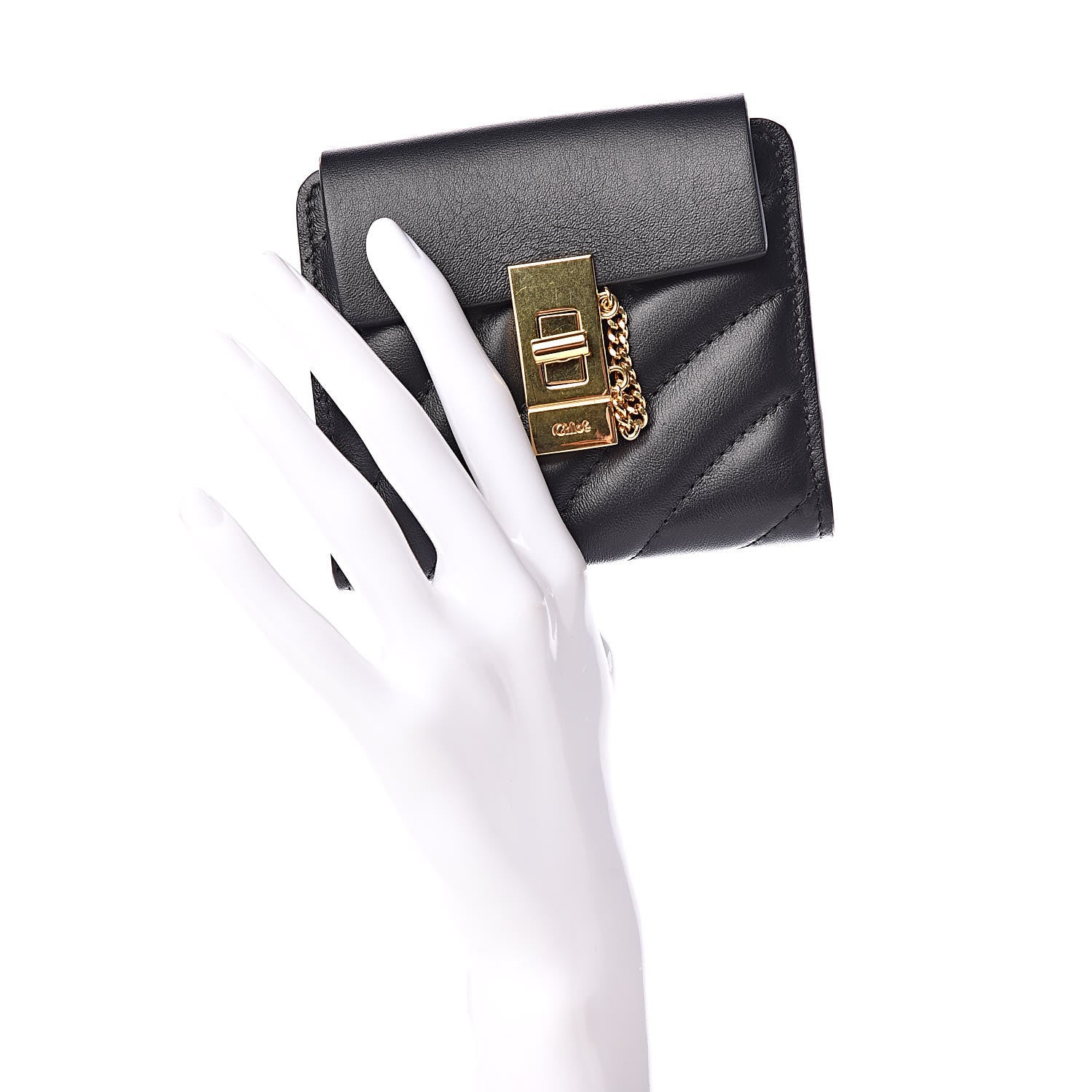 Chloe Lambskin Quilted Drew Square Wallet Black 2 of 9