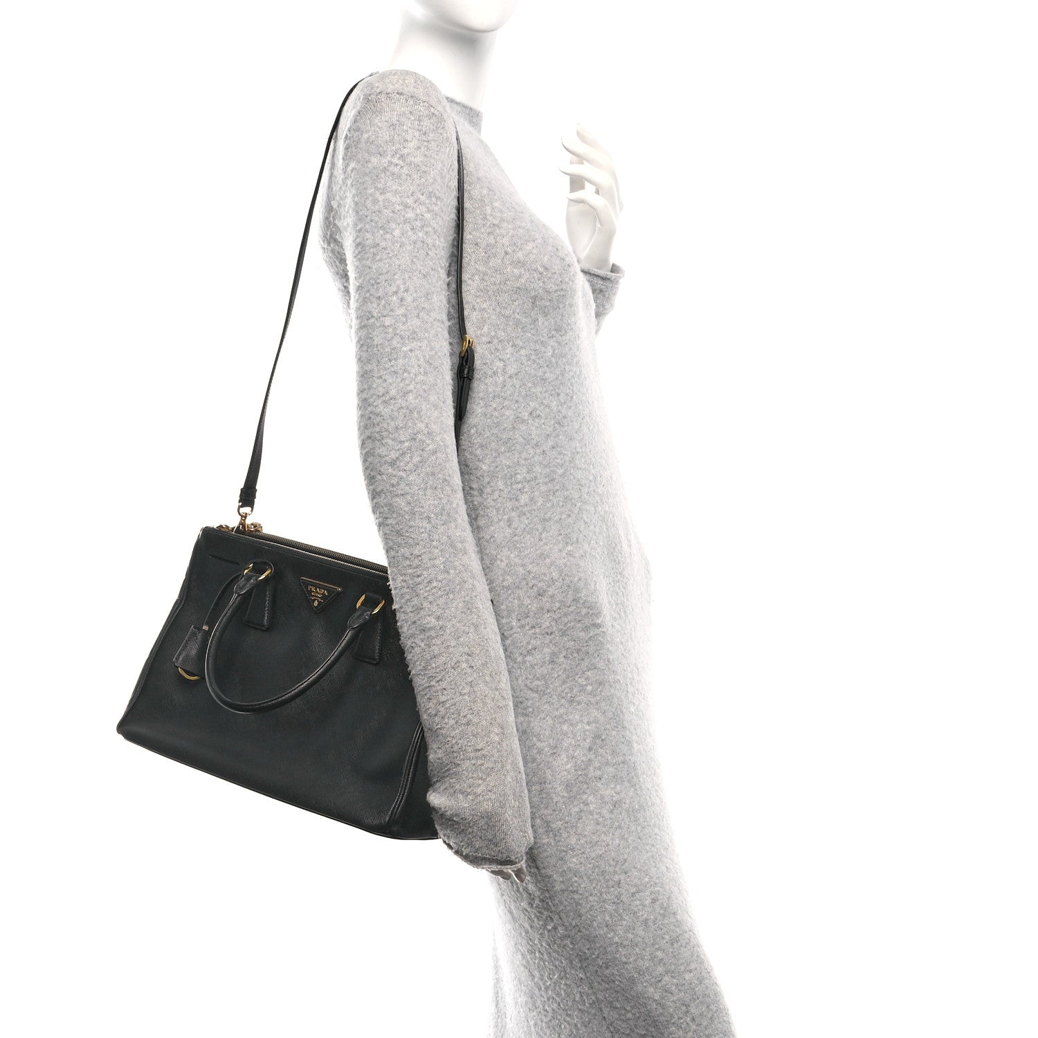 Prada Saffiano Medium Galleria Double Zip Tote Black 2 of 11