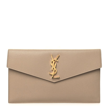 Saint Laurent Grain De Poudre Uptown Pouch Dark Beige 1 of 10