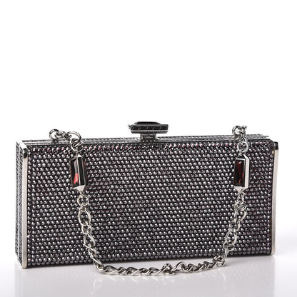 Judith Leiber Swarovski Crystal Minaudiere Clutch Silver Purple 3 of 10