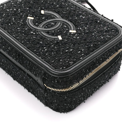 Chanel Tweed Quilted Medium CC Filigree Vanity Case Black 10 of 10