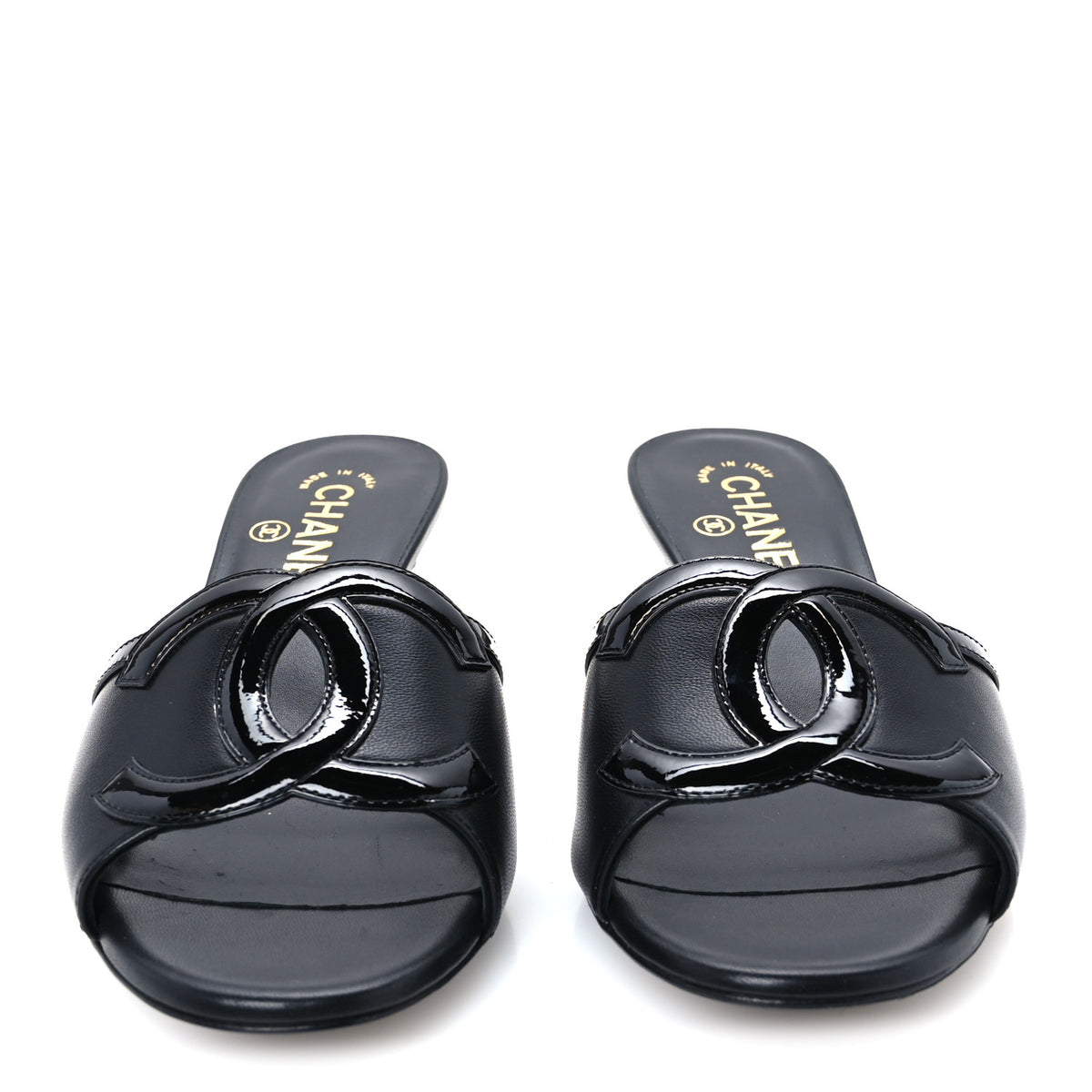 Lambskin CC Cutout Mules 38 Black