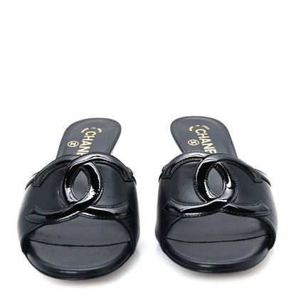 Chanel Lambskin CC Cutout Mules 38 Black 3 of 10