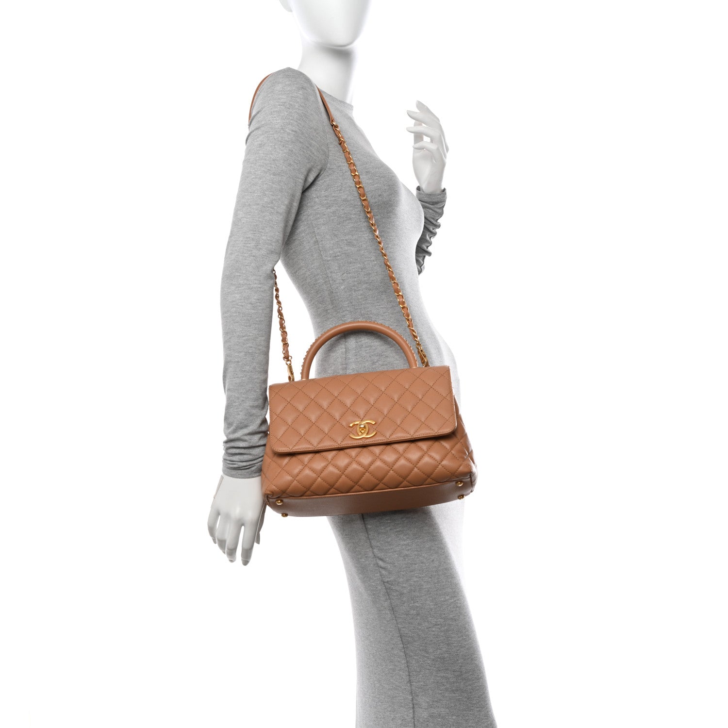 Chanel Caviar Quilted Small Coco Chain Handle Flap Brown 2 of 13