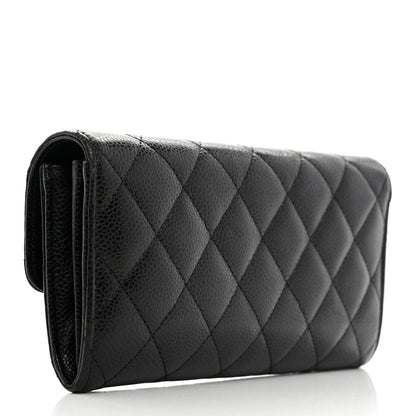 Chanel Caviar Quilted Large Gusset Flap Wallet Black 7 of 14