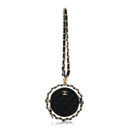 Chanel Lambskin Quilted Chain Round Mini Clutch Black 1 of 12