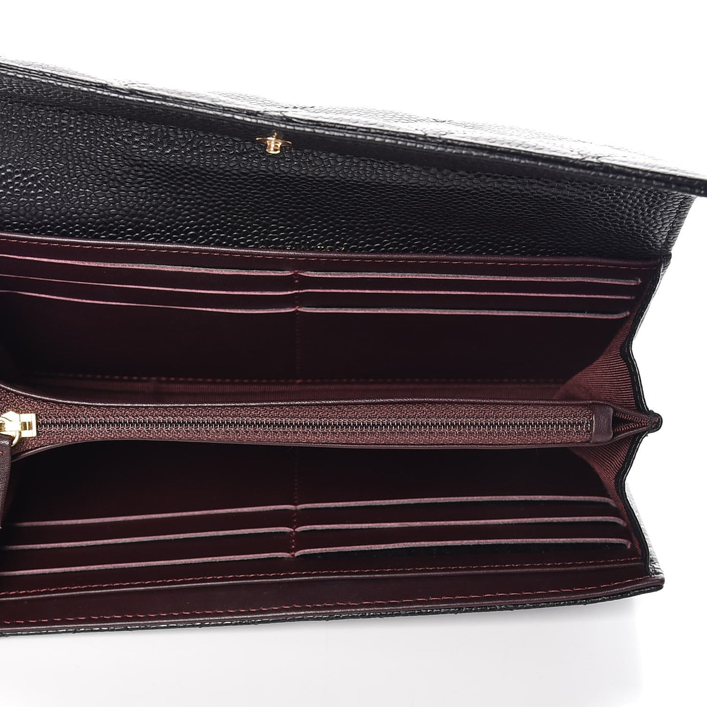 Caviar Quilted Large Gusset Flap Wallet Black