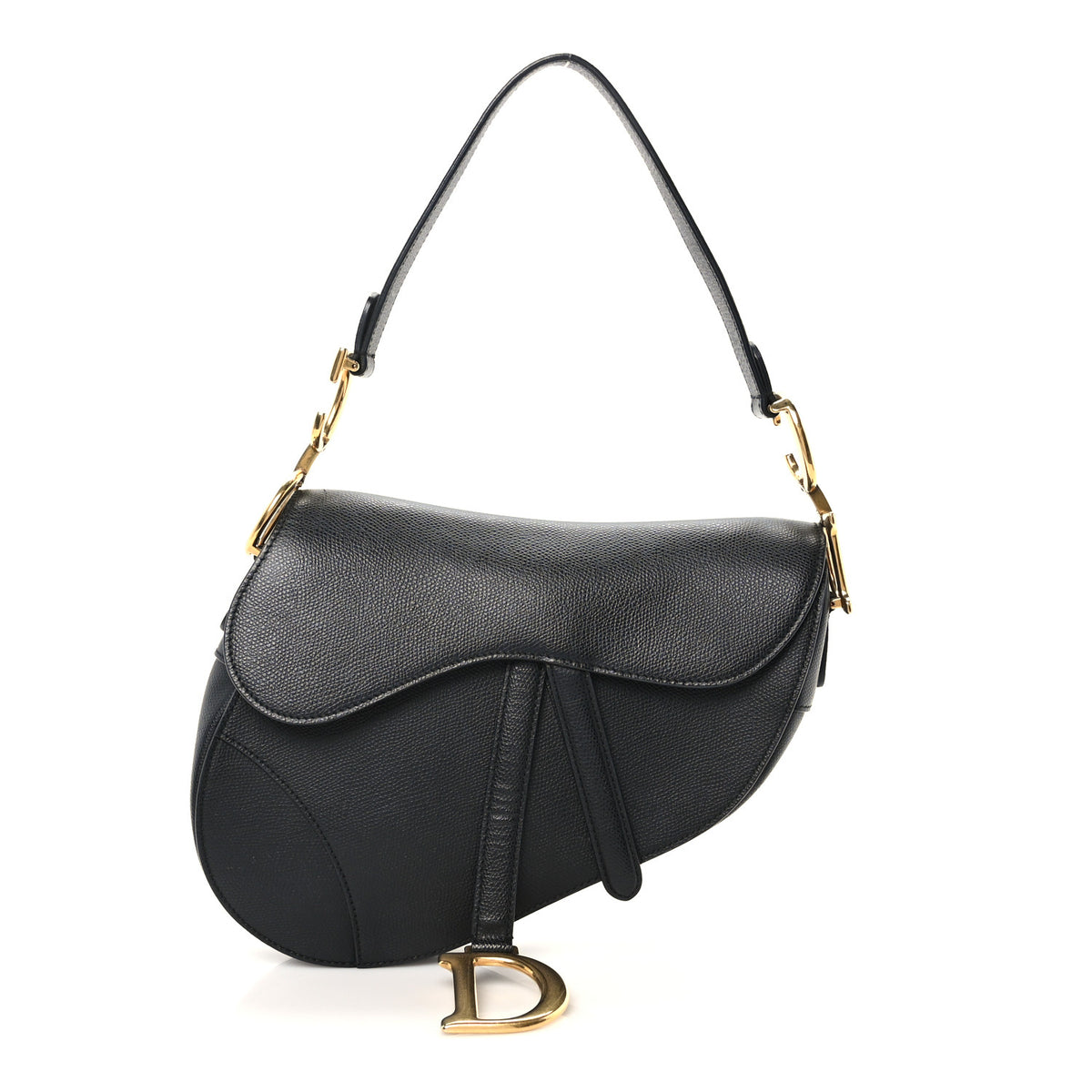 Christian Dior Grained Calfskin Saddle Bag Black 1 of 9