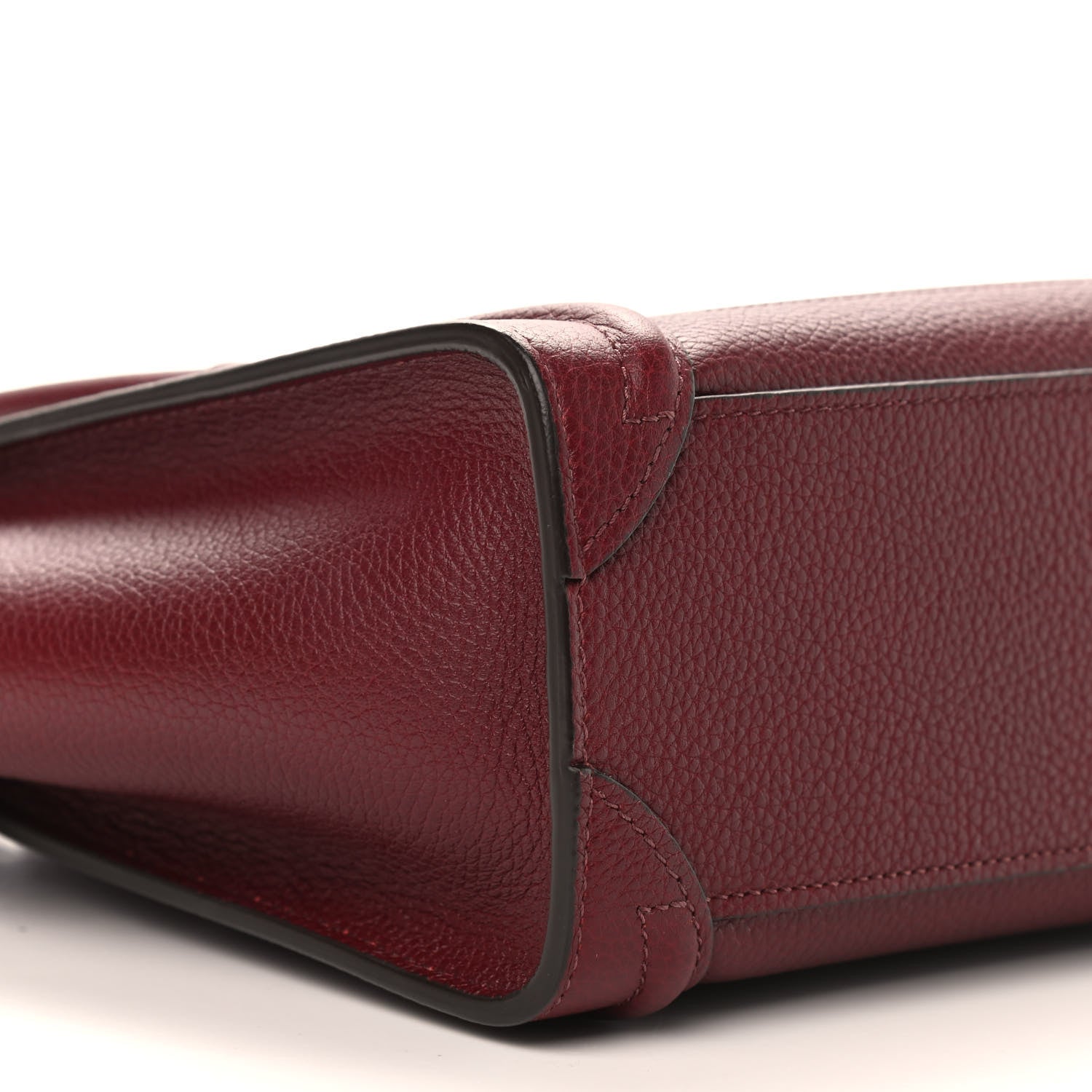 Celine Drummed Calfskin Nano Luggage Burgundy 9 of 10