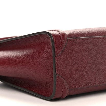 Celine Drummed Calfskin Nano Luggage Burgundy 9 of 10
