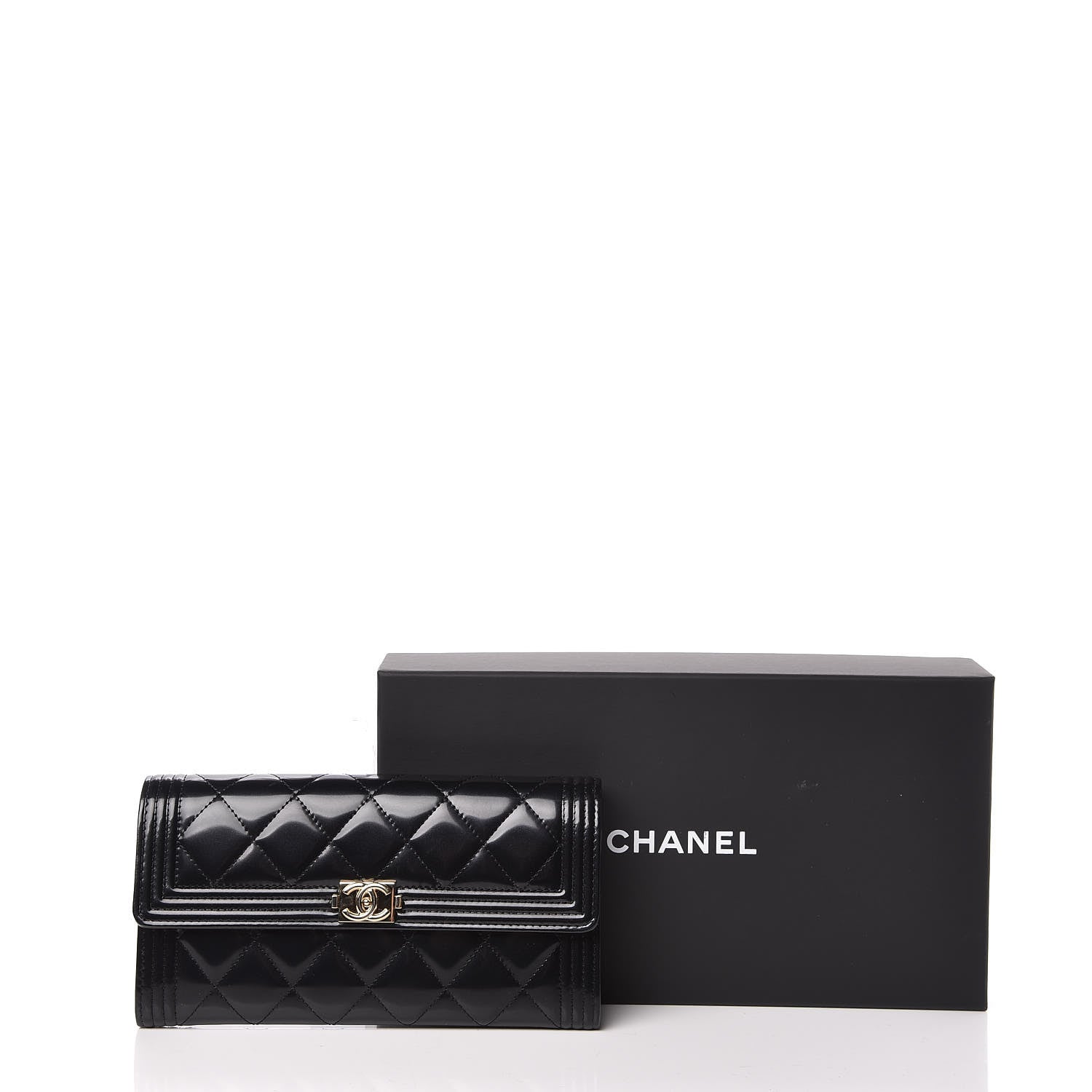 Chanel Iridescent Glazed Calfskin Quilted Boy Flap Wallet Black 9 of 9