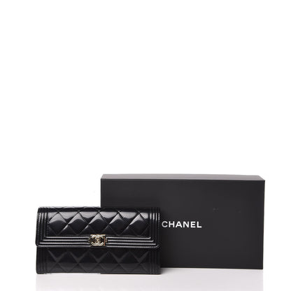Chanel Iridescent Glazed Calfskin Quilted Boy Flap Wallet Black 9 of 9