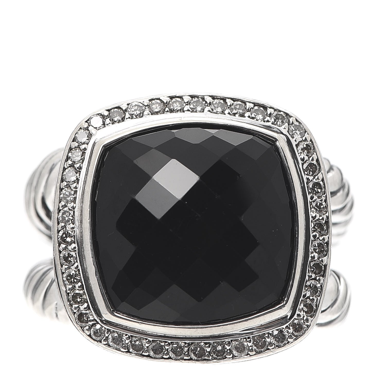 David Yurman Sterling Silver Diamond Black Onyx 14mm Albion Ring 54 7 1 of 5