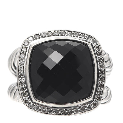 David Yurman Sterling Silver Diamond Black Onyx 14mm Albion Ring 54 7 1 of 5
