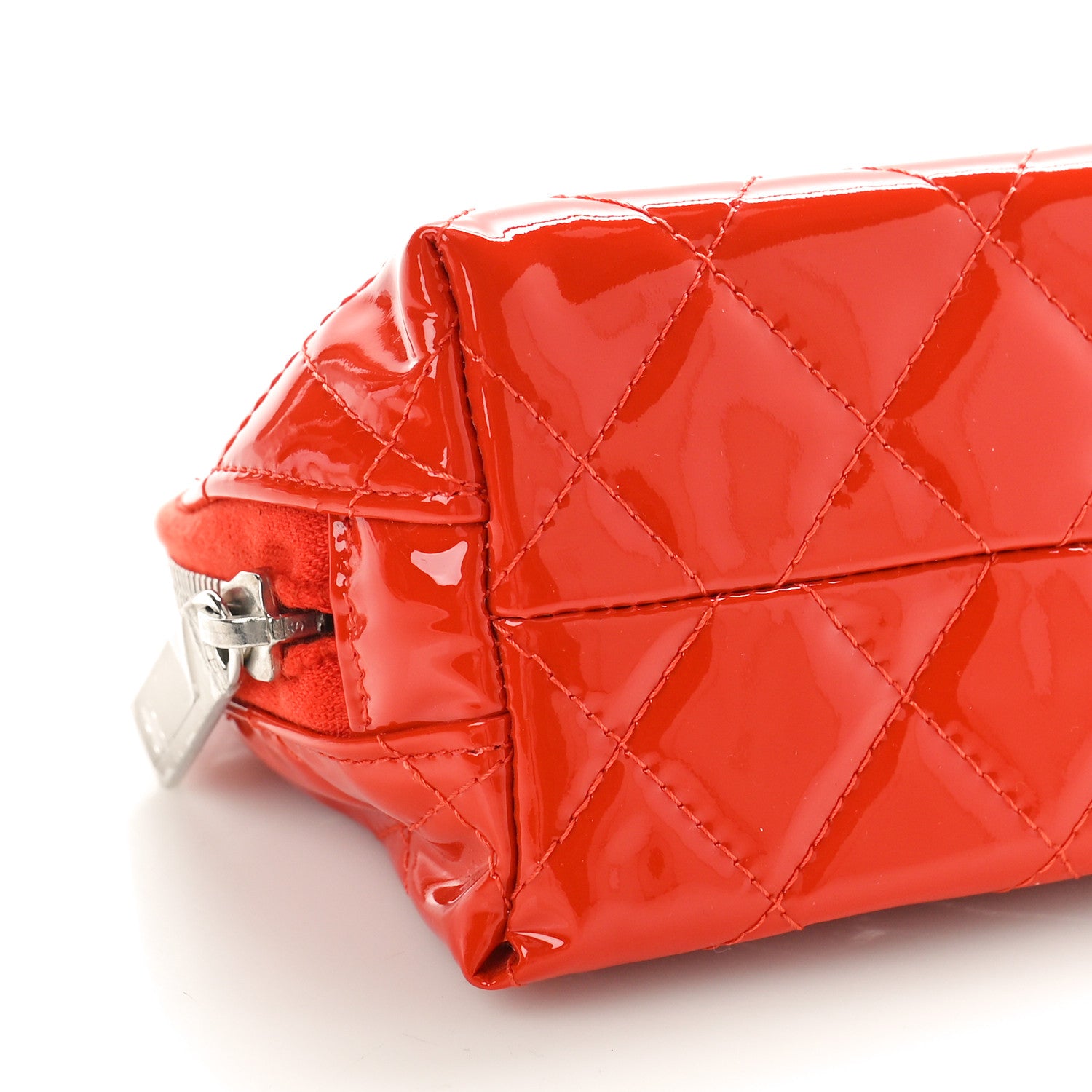 Chanel Patent Quilted Brilliant Cosmetic Case Red 8 of 9