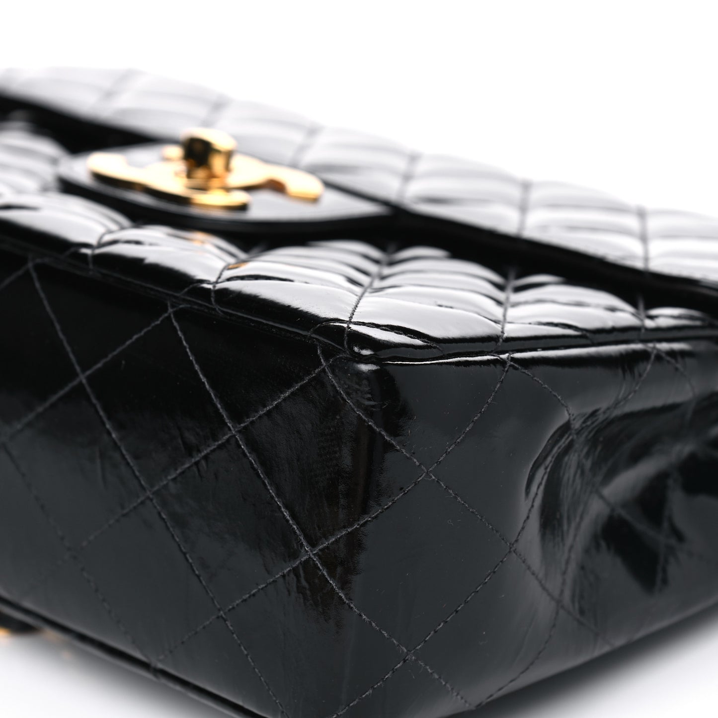 Patent Quilted XL Jumbo Single Flap Black