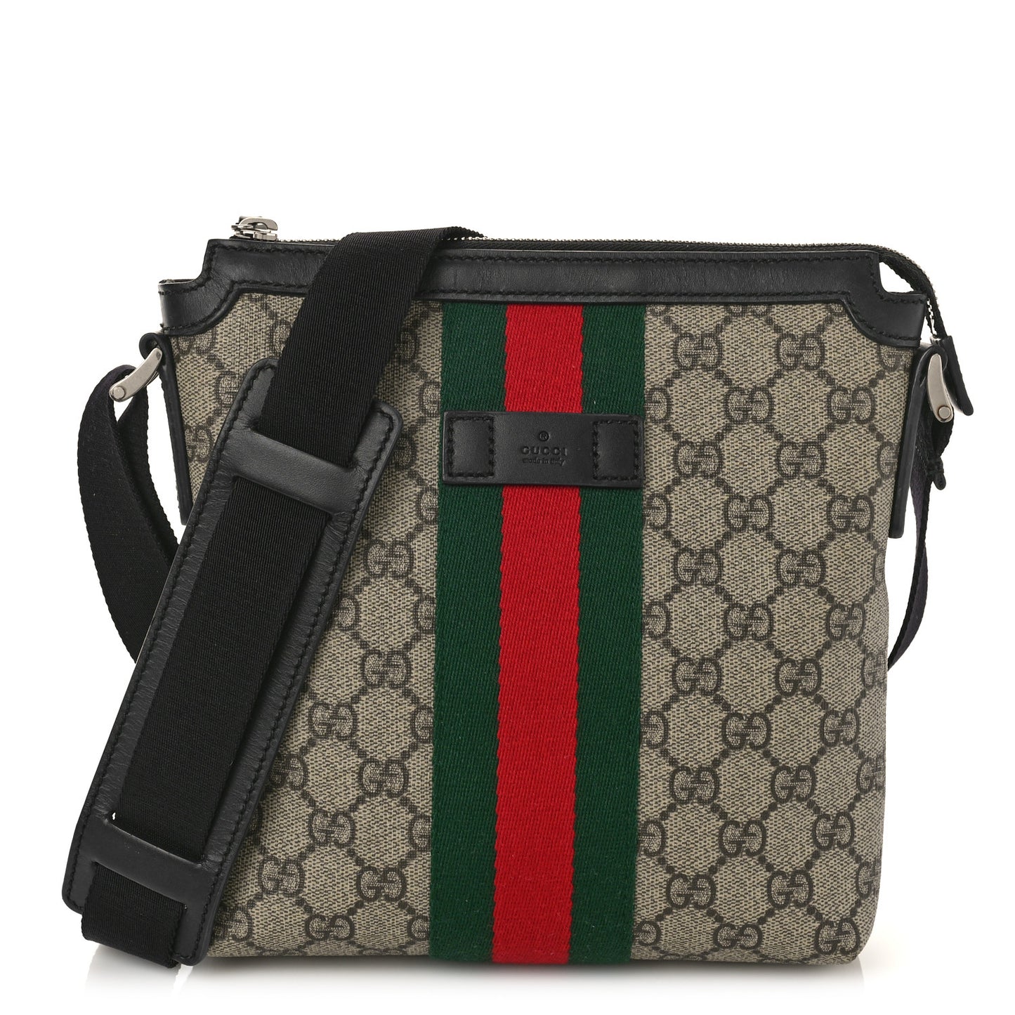 GG Supreme Monogram Web Messenger Bag Black