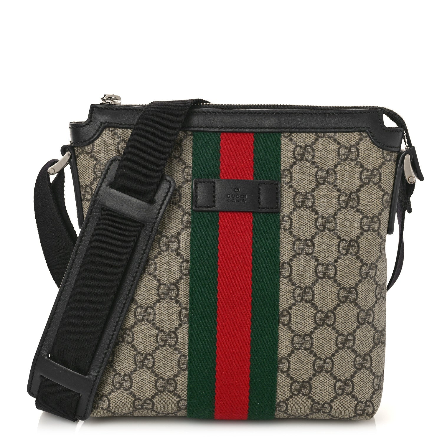 Gucci GG Supreme Monogram Web Messenger Bag Black 1 of 10