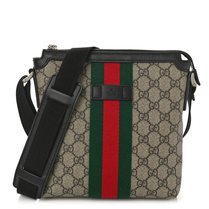 Gucci GG Supreme Monogram Web Messenger Bag Black 1 of 10