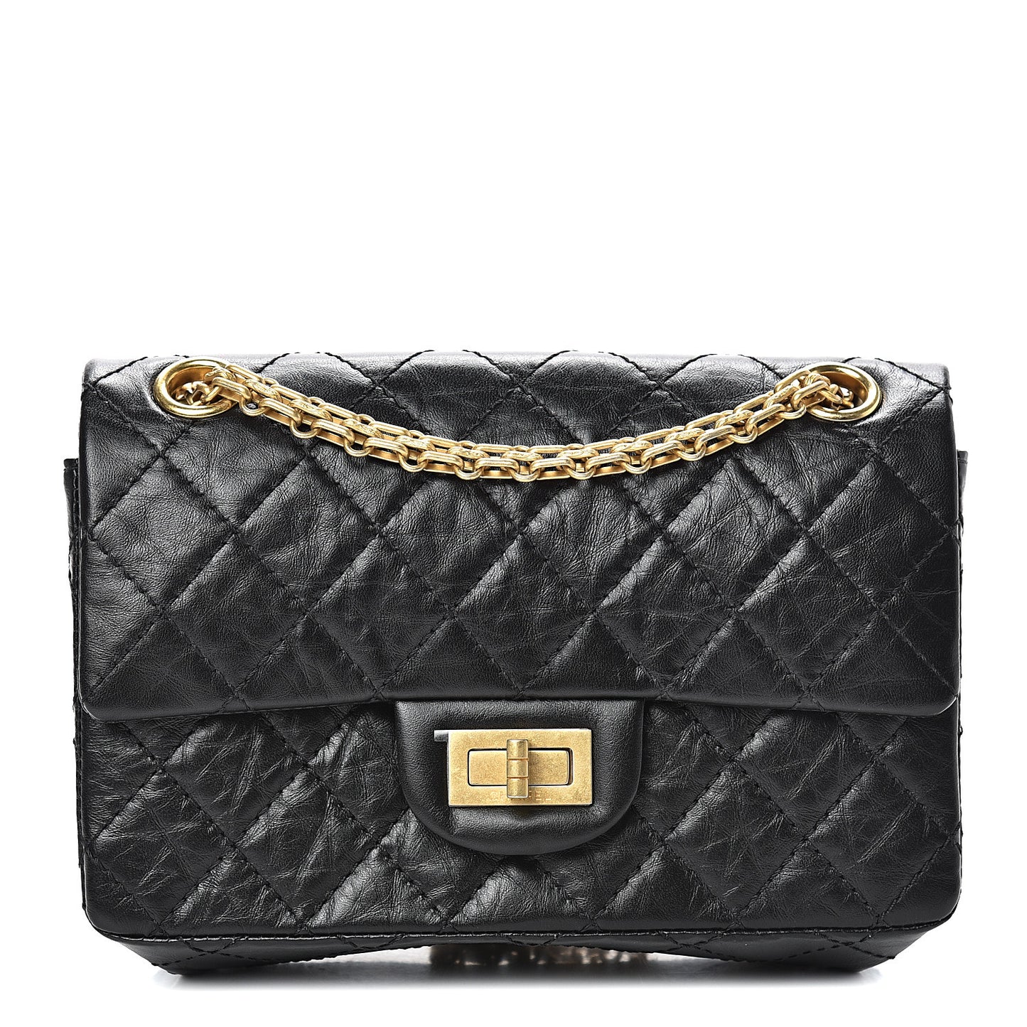 Aged Calfskin Quilted 2.55 Reissue Mini Flap Black