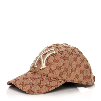 Gucci X MLB Monogram NY Yankees Baseball Hat 57-61 Beige Ruggine 1 of 9
