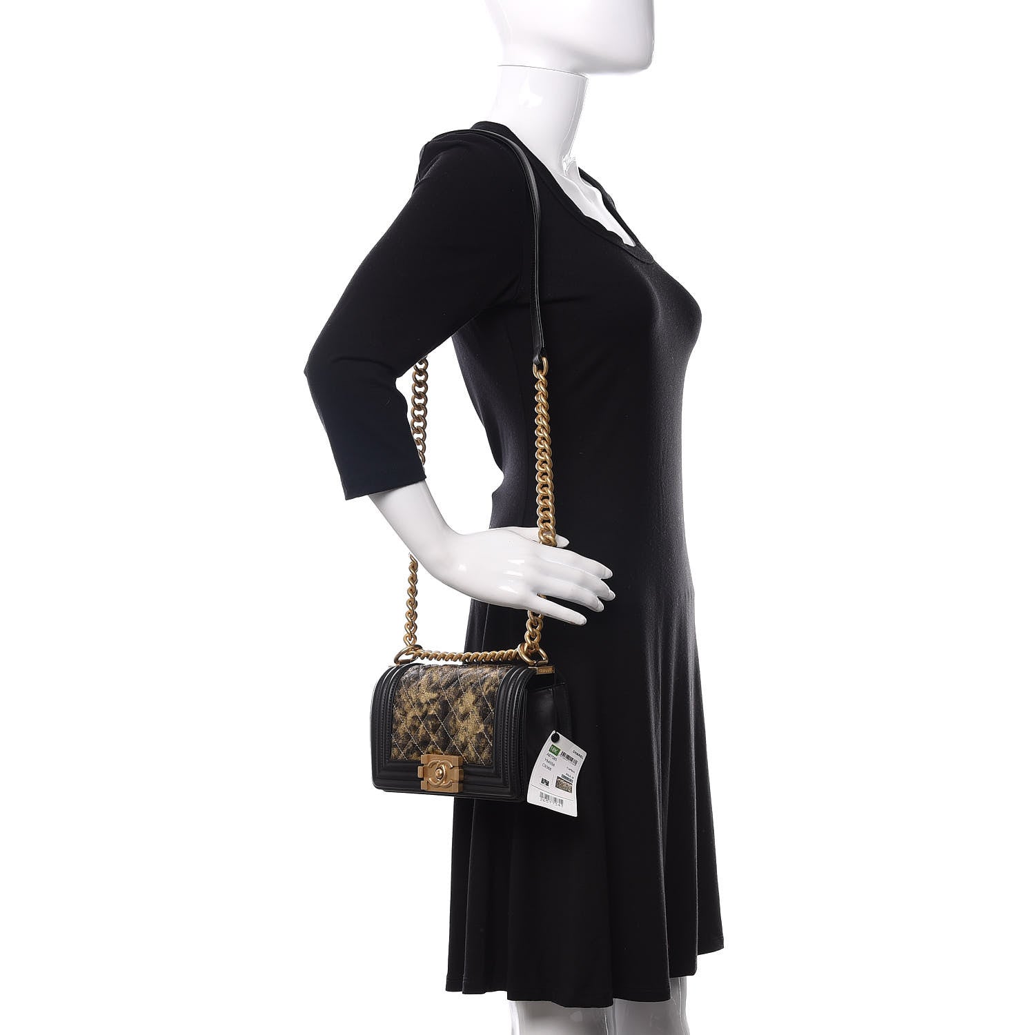 Chanel Metallic Crumpled Goatskin Small Boy Flap Black Gold 2 of 13