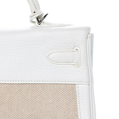 Hermes Taurillon Clemence Toile Kelly Retourne 32 White 31 of 40