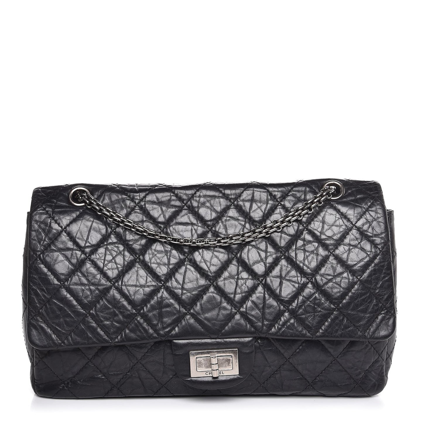 Aged Calfskin Quilted 2.55 Reissue 227 Flap Black
