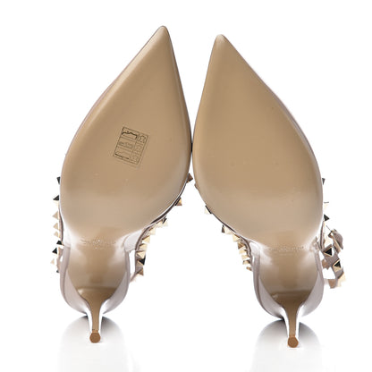 Valentino Garavani Patent Nappa Rockstud Ankle Strap 100mm Pumps 39.5 Poudre 5 of 9