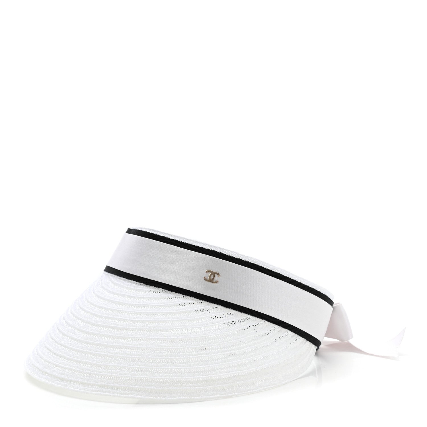 Chanel Abaca Cotton Ribbon Visor S Ecru White 1 of 9