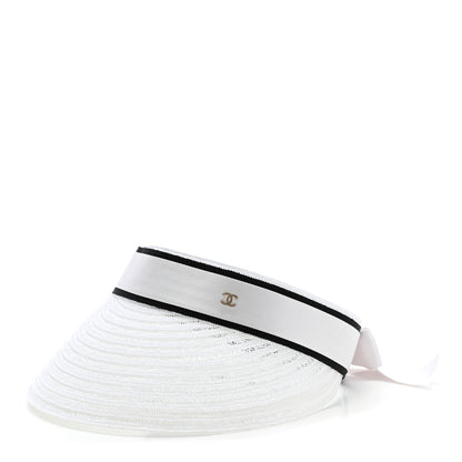Chanel Abaca Cotton Ribbon Visor S Ecru White 1 of 9