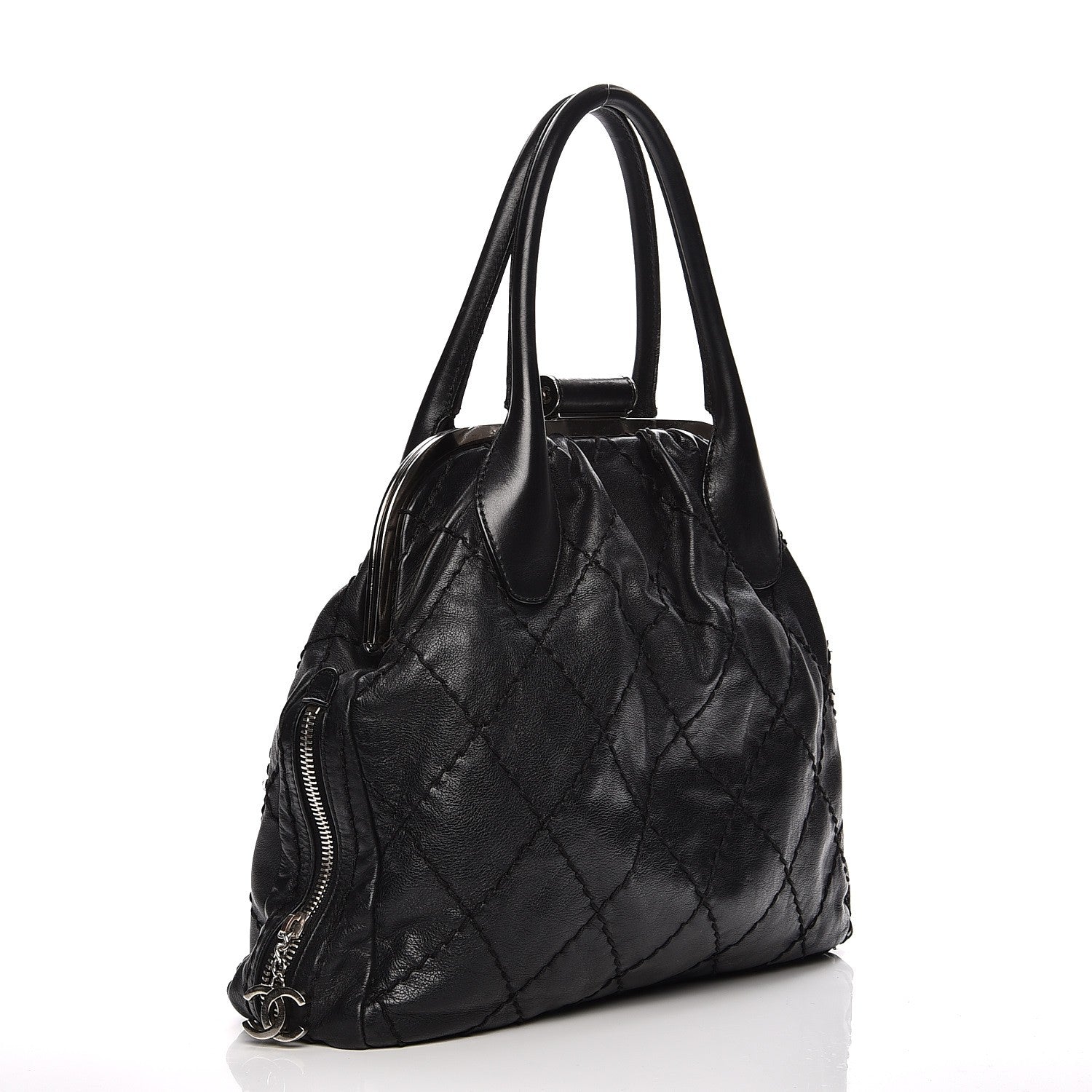 Chanel Calfskin Stitched Expandable Frame Bag Black 3 of 12