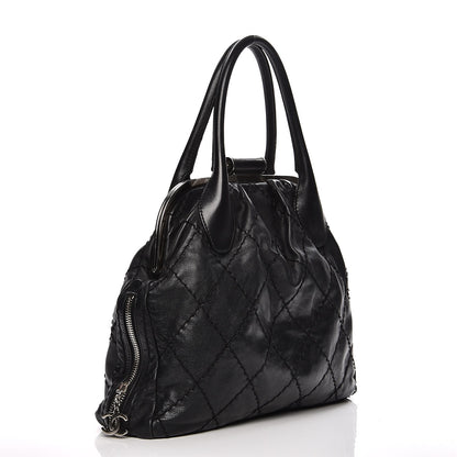 Chanel Calfskin Stitched Expandable Frame Bag Black 3 of 12