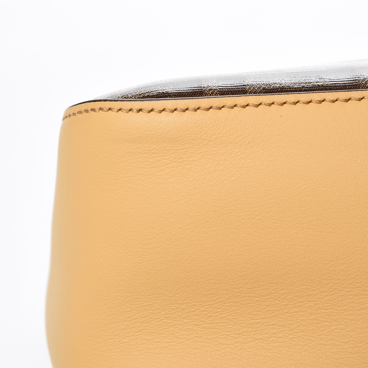 Fendi Vitello Grace Glazed Fabric FF 1974 Double F Shoulder Bag Alchemy Mogano Panna 10 of 10