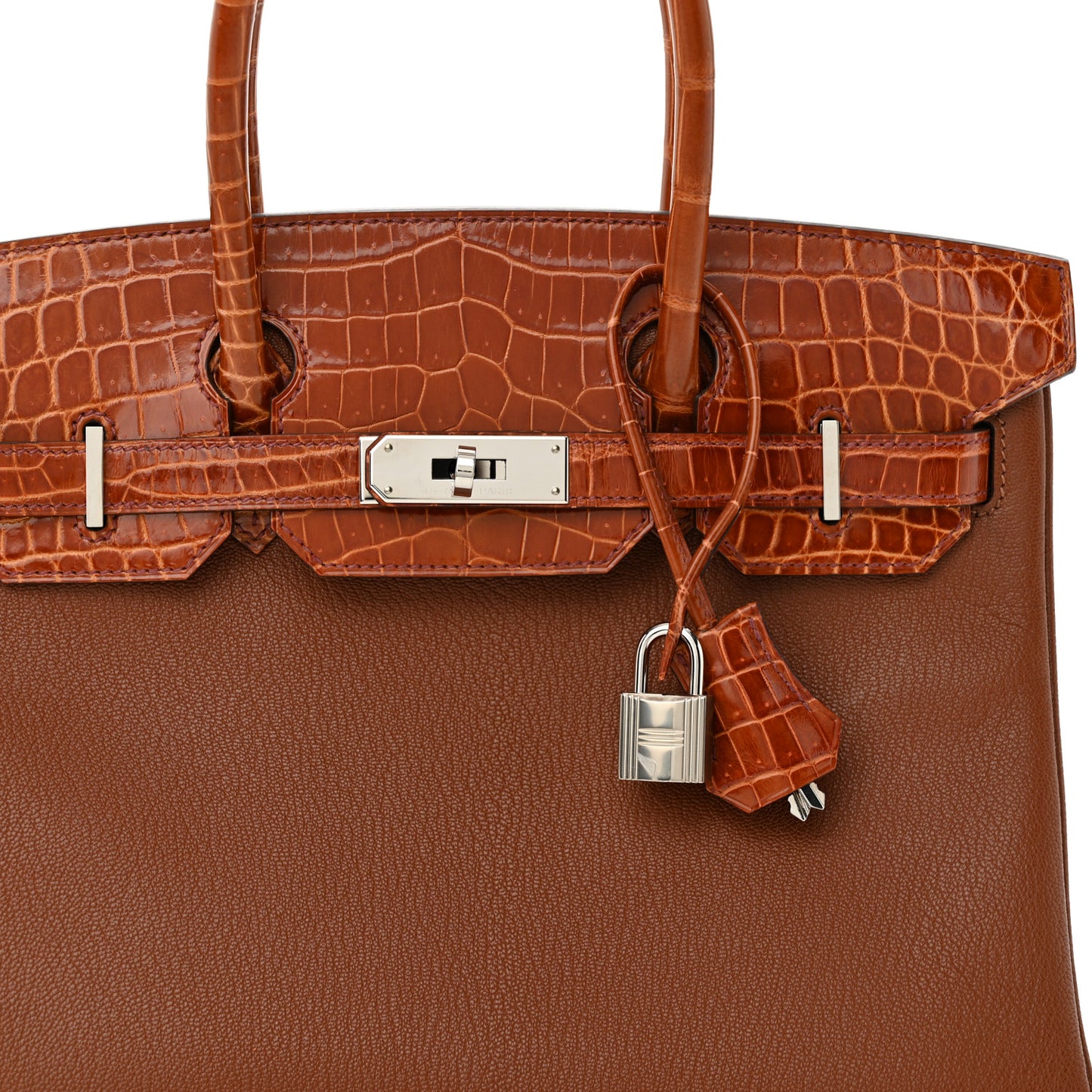 Chevre Mysore Shiny Niloticus Crocodile Birkin Touch 30 Noisette Etrusque