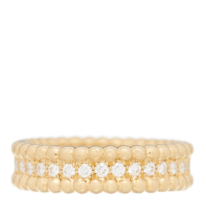 Van Cleef & Arpels 18K Yellow Gold Diamond Perlee 1 Row Ring 53 6.5 1 of 4