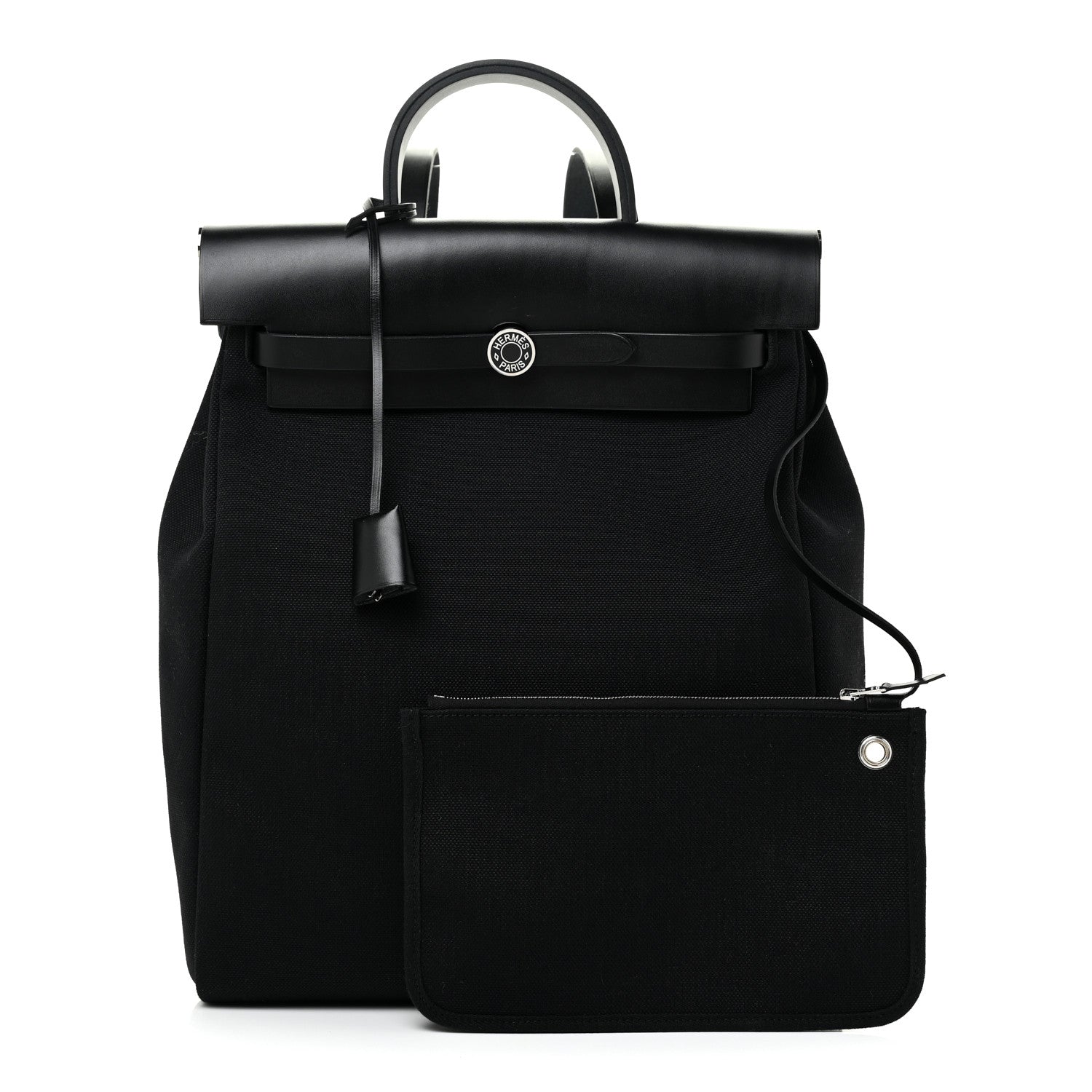 Hermes Military Toile Vache Hunter Herbag a Dos Zip Retourne Backpack Black 1 of 10