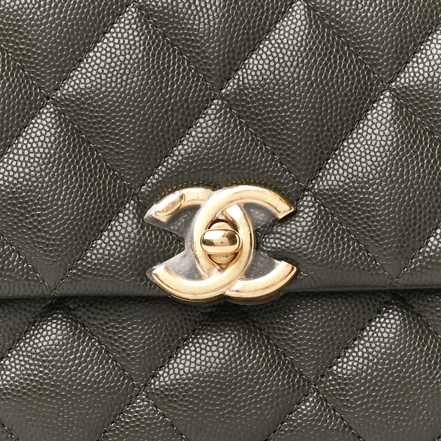 Caviar Quilted Mini Coco First Flap Khaki