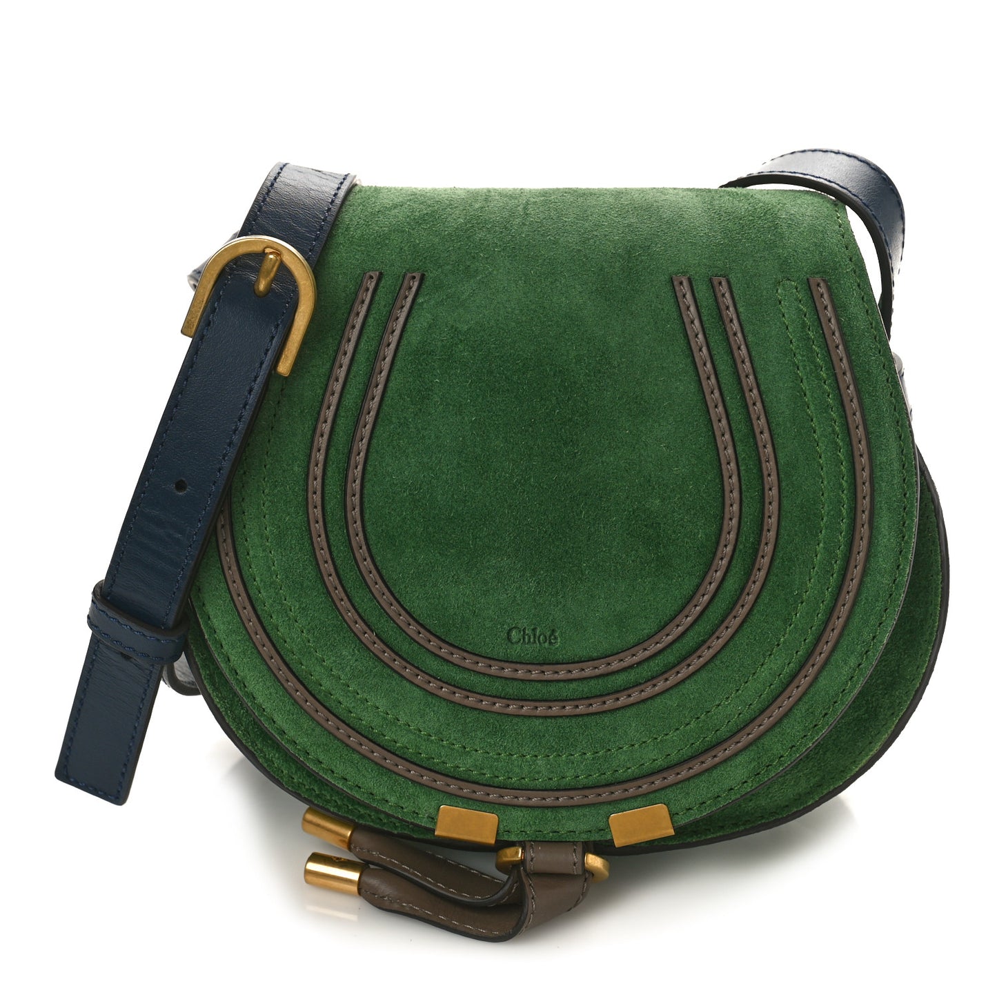 Suede Calfskin Small Marcie Saddle Bag Bright Green