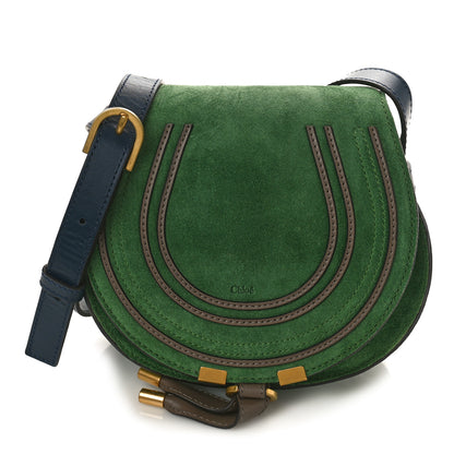 Chloe Suede Calfskin Small Marcie Saddle Bag Bright Green 1 of 9