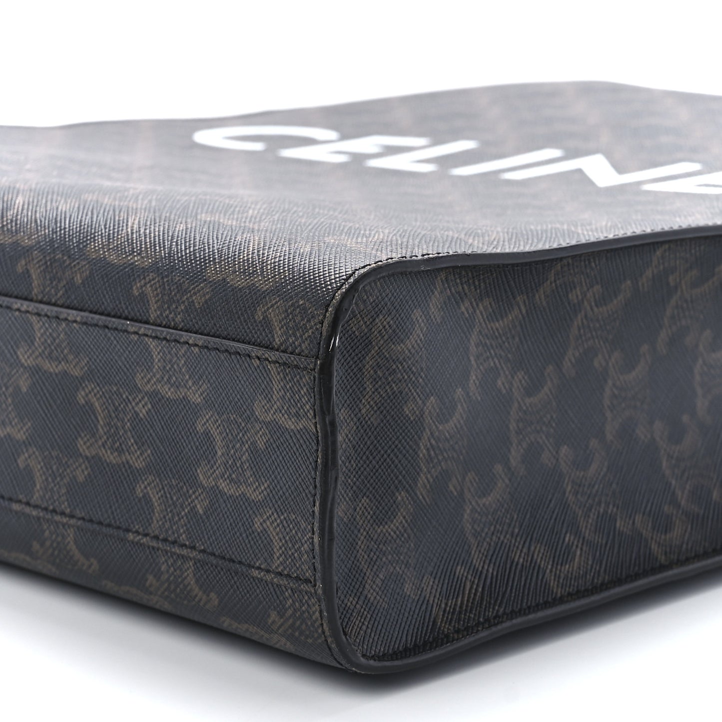 Triomphe Canvas Calfskin Small Vertical Cabas Tan