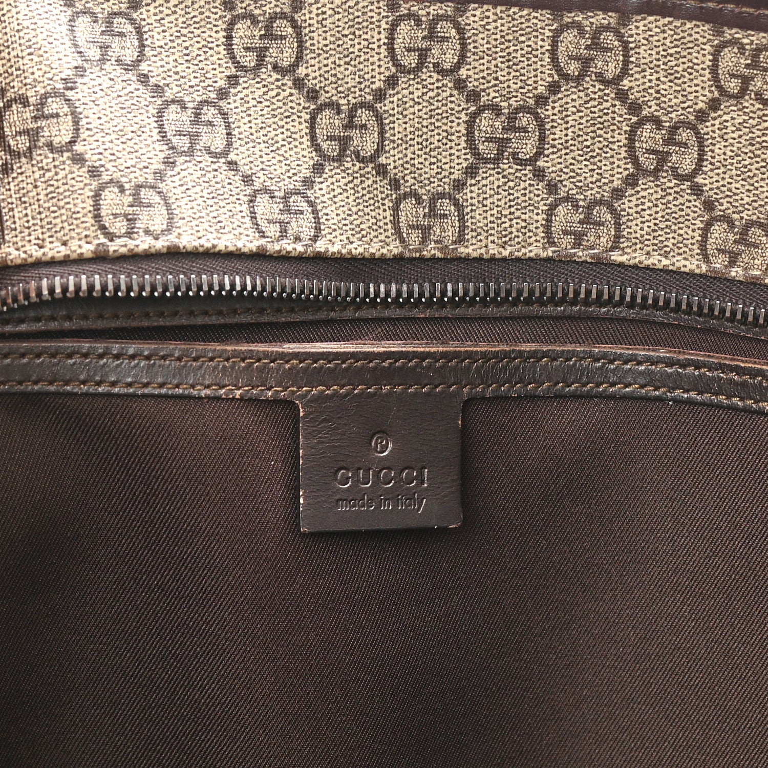 Gucci GG Supreme Monogram Medium Zippered Shopping Tote Dark Brown 6 of 13
